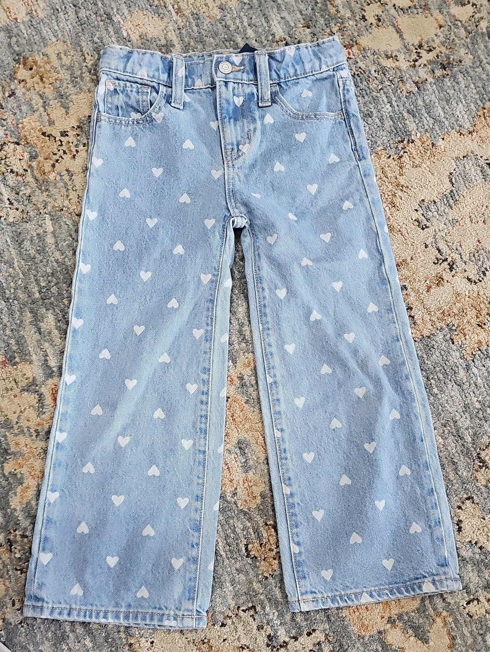Old Navy Light Blue Heart-Print Jeans Girls Sz 6